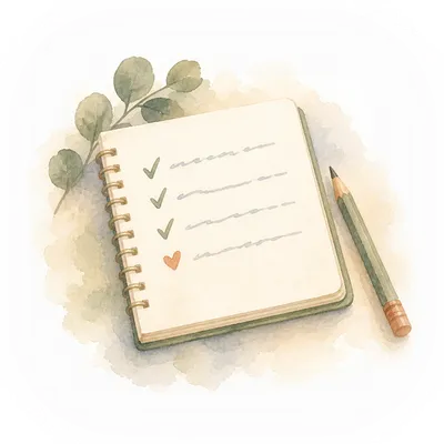An open notebook with handwritten notes beside a warm cup of tea